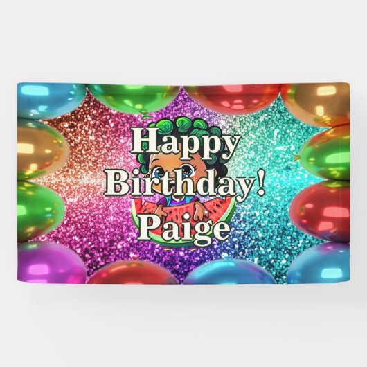 Watermelon Bannière d'anniversaire personnalisées (Horizontal)