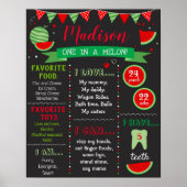 Watermelon Birthday Birthday Sign Poster (Voorkant)