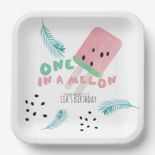 Watermelon Birthday Girl/One in a Melon Papieren Bordje