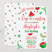 Watermelon birthday invitation Girl first birthday (Devant / Derrière)