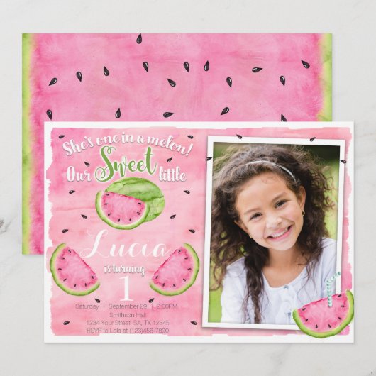 Watermelon Birthday Invitation Kaart (Voorkant / Achterkant)