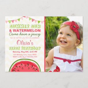Watermelon Birthday Invitation Sun Summer Party Kaart