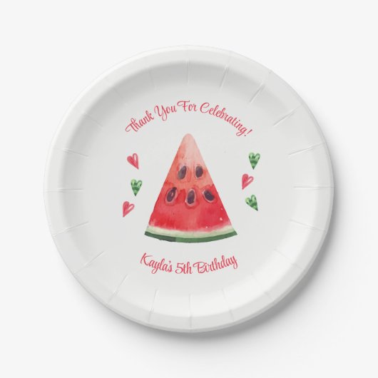 Watermelon Birthday Papieren Bordje (Voorkant)