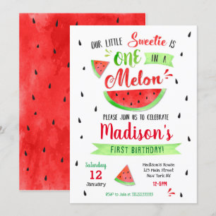 Watermelon Birthday Party Invitation Kaart