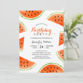 Watermelon Birthday Party Summer Beach Tropical Kaart (Staand voorkant)