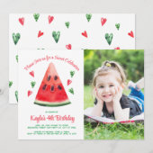 Watermelon Birthday Photo Invitation (Devant / Derrière)