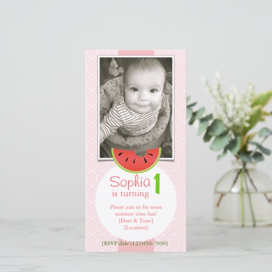 Watermelon Bite Invitation d'anniversaire Faire-pa (Debout devant)