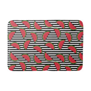 Watermelon Black & White Stripes Pattern Badmat