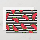 Watermelon Black & White Stripes Pattern Briefkaart (Voorkant / Achterkant)