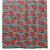 Watermelon Black & White Stripes Pattern Douchegordijn (Voorkant)