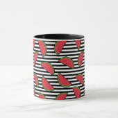 Watermelon Black & White Stripes Pattern Mok (Midden)