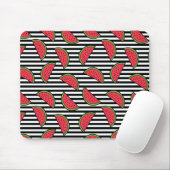 Watermelon Black & White Stripes Pattern Muismat (Met muis)