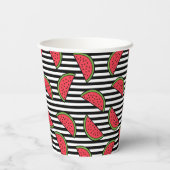 Watermelon Black & White Stripes Pattern Papieren Bekers (Achterkant)