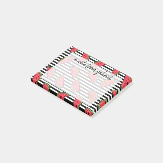 Watermelon Black & White Stripes Pattern Post-it® Notes (Schuin)