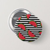 Watermelon Black & White Stripes Pattern Ronde Button 5,7 Cm (Voorkant /achterkant)