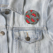Watermelon Black & White Stripes Pattern Ronde Button 5,7 Cm (In situ)