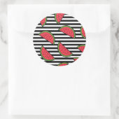 Watermelon Black & White Stripes Pattern Ronde Sticker (Tas)