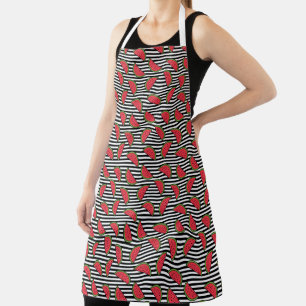 Watermelon Black & White Stripes Pattern Schort