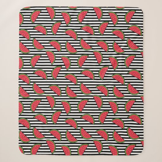 Watermelon Black & White Stripes Pattern Sherpa Deken (Voorkant)