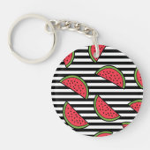 Watermelon Black & White Stripes Pattern Sleutelhanger (Voorkant)