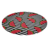 Watermelon Black & White Stripes Pattern Snijplank (Hoek)