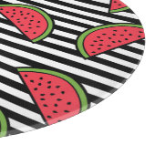 Watermelon Black & White Stripes Pattern Snijplank (Hoek)
