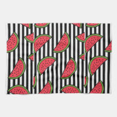 Watermelon Black & White Stripes Pattern Theedoek (Horizontaal)