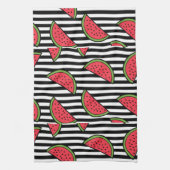 Watermelon Black & White Stripes Pattern Theedoek (Verticaal)