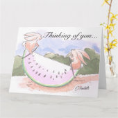 Watermelon Bunnies Penser à votre carte (Fleur jaune)