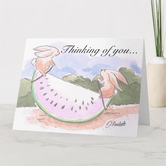 Watermelon Bunnies Penser à votre carte (Devant)
