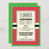 Watermelon été piscine invitation pois (Devant / Derrière)