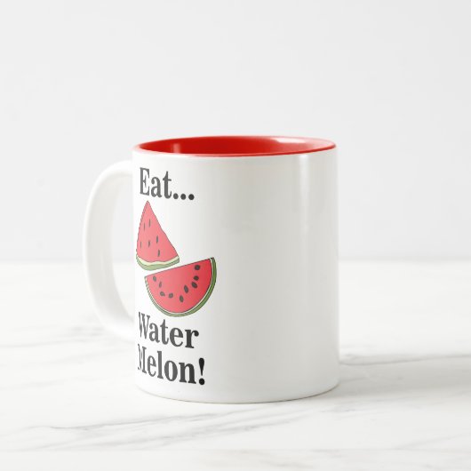Watermelon Funny Summer Fruit Tweekleurige Koffiemok (Voorkant links)