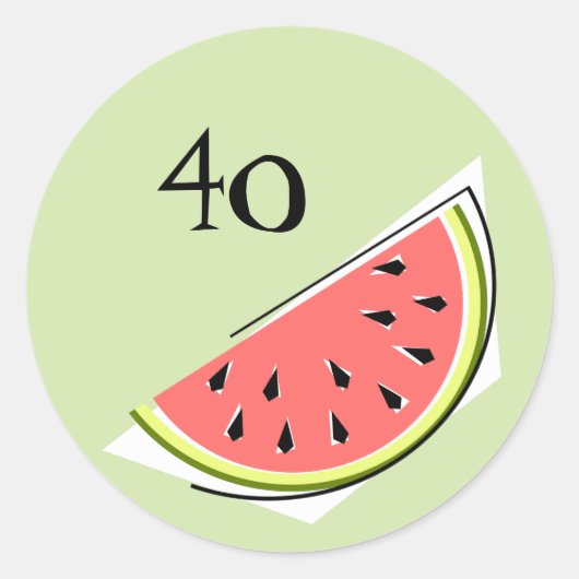 Watermelon Green Slice Age 40 sticker rond (Voorkant)