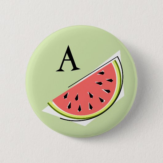 Watermelon Green Slice Monogram knop Ronde Button 5,7 Cm (Voorkant)