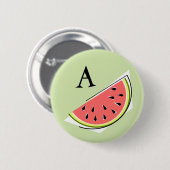 Watermelon Green Slice Monogram knop Ronde Button 5,7 Cm (Voorkant /achterkant)