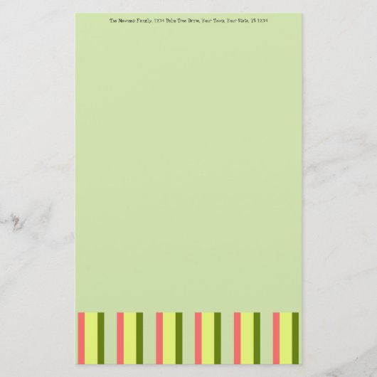 Watermelon Green Stripe Classic Texte papeterie (Devant)