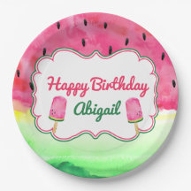 Watermelon Happy Birthday Bord Aangepaste naam