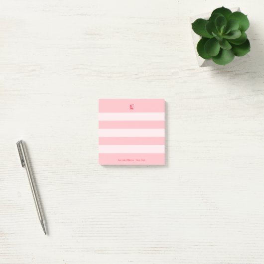Watermelon Modern Monogram Naam Groovy Striped Post-it® Notes (Kantoor)