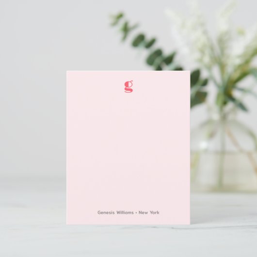 Watermelon Moderne Monogramme Nom Carte de note bu (Debout devant)