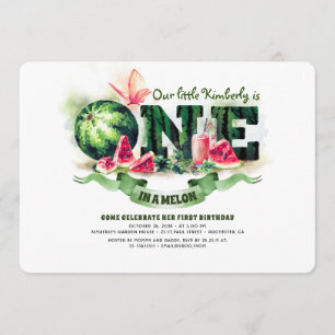 Watermelon One in een Melon 1st Birthday Uitnodigi Kaart