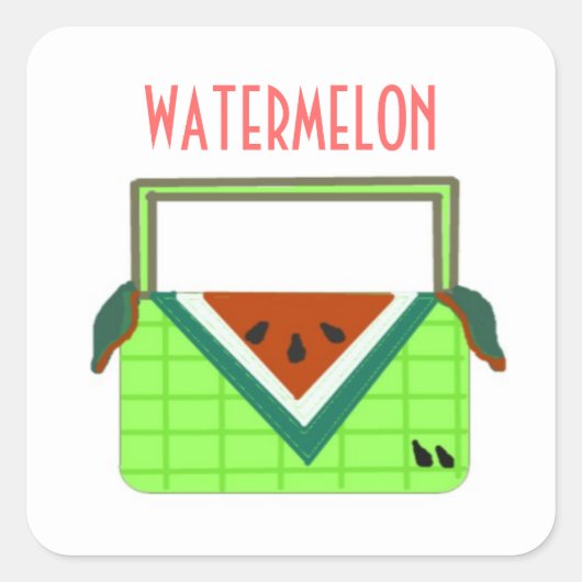 Watermelon Picnic Basket Vierkante Sticker (Voorkant)