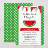 Watermelon Red Green Bunting Birthday Party Kaart (Voorkant / Achterkant)