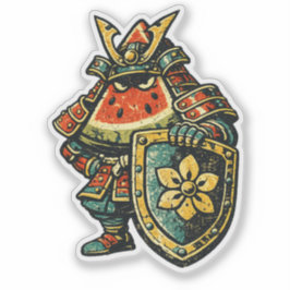 Watermelon Shogun — Funny Fruit Samurai Vintage  Sticker
