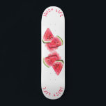 Watermelon Skateboard Juicy Life - Custom Text<br><div class="desc">Rouges de pastèque Juicy Tasty - Dessin Fruit d'été frais - Choisissez / Ajoutez votre texte unique / Police / Couleur - Faites votre cadeau spécial - Redimensionnez et déplacez ou retirez et ajoutez des éléments / image avec l'outil de personnalisation! - Dessin et design par MIGNED. Vous pouvez également...</div>