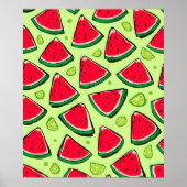 Watermelon Slice Fiesta | Fun Summer Fruit Pattern Poster (Voorkant)