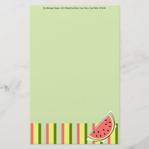 Watermelon Slice Green Stripe Classic Text Briefpapier