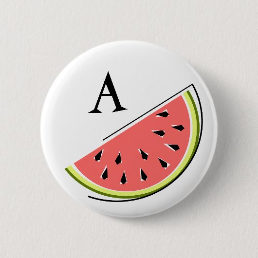 Watermelon Slice Monogram knop Ronde Button 5,7 Cm (Voorkant)