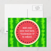 Watermelon Slice Summer Fruit gepersonaliseerd Briefkaart (Voorkant / Achterkant)