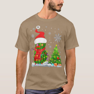 Watermelon Snowman Kerstmis Light Santa Hat Xmas T-shirt