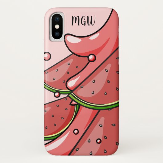 Watermelon Splash aangepaste monogram Case-Mate iPhone Case (Achterkant)